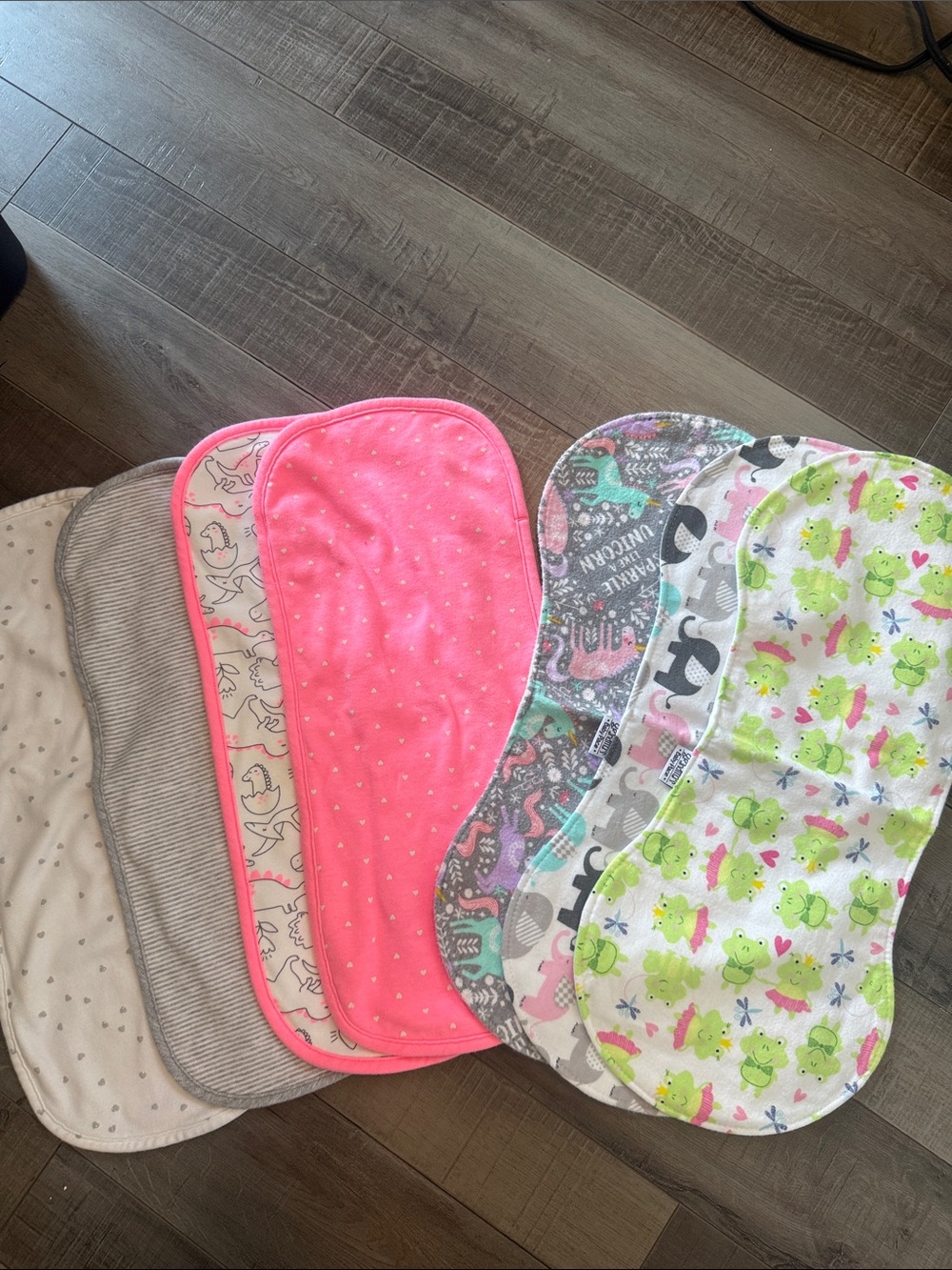 Carter's Baby Burp Cloths Set - Pink, Gray, White & Green Frog Prints